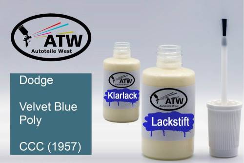 Dodge, Velvet Blue Poly, CCC (1957): 20ml Lackstift + 20ml Klarlack - Set, von ATW Autoteile West.